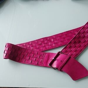 Jil Sander Vintage 80s Fuscha Woven Butter Soft Leather Belt